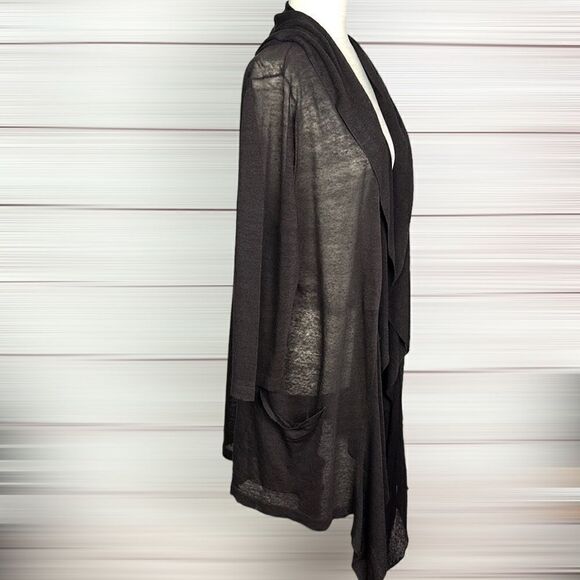 Marina Rinaldi Open Front Lightweight Semi Sheer Brown Draped Long Cardigan L - Picture 4 of 12